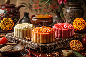 中秋月饼莲蓉月饼中秋节摄影图