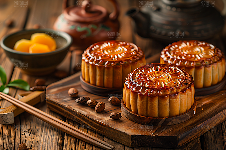 中秋月饼糕点文化摄影图