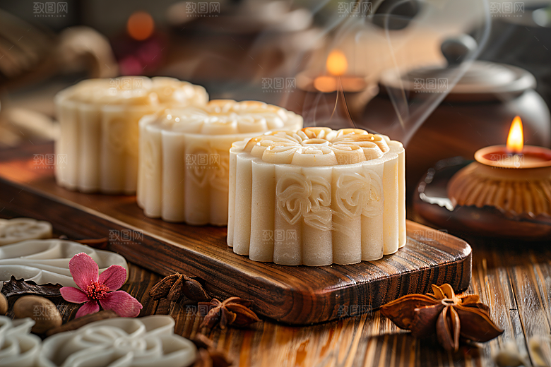 中秋月饼传统美食美食摄影图