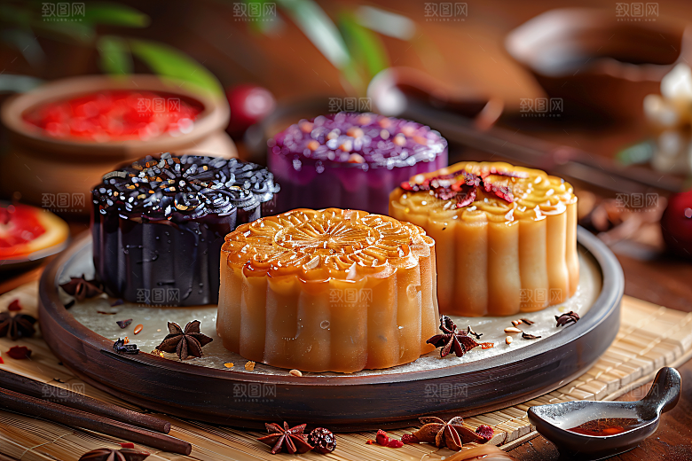 中秋月饼高清传统美食摄影图