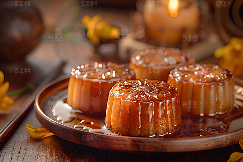 中秋月饼糕点传统节日摄影图