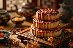 中秋月饼莲蓉月饼中秋节摄影图