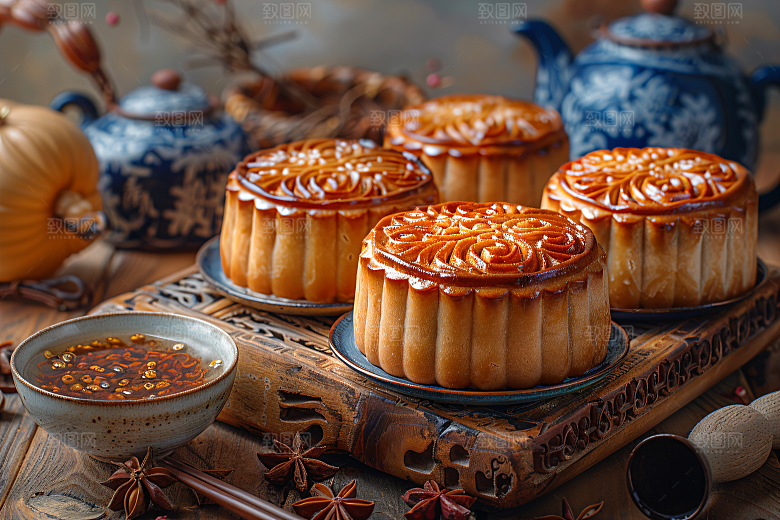 中秋月饼高清莲蓉月饼摄影图