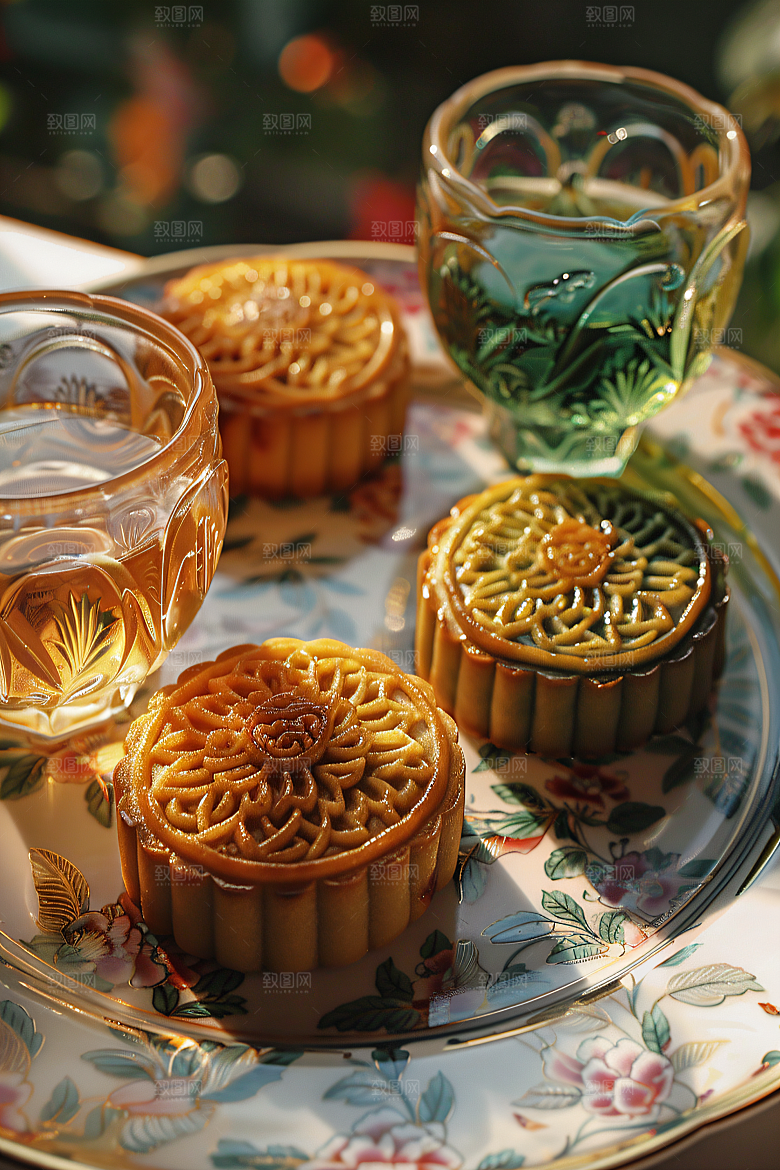 中秋月饼高清广式月饼摄影图