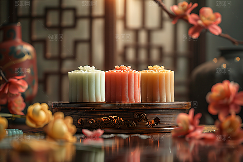 中秋月饼糕点中秋节摄影图