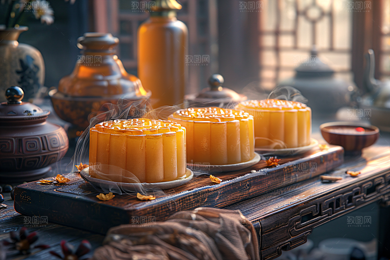 中秋月饼美味中秋节摄影图