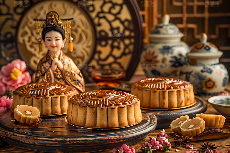中秋月饼传统美食文化摄影图