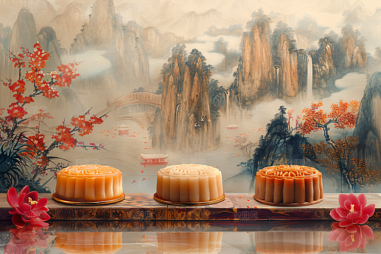 中秋月饼广式月饼美食摄影图