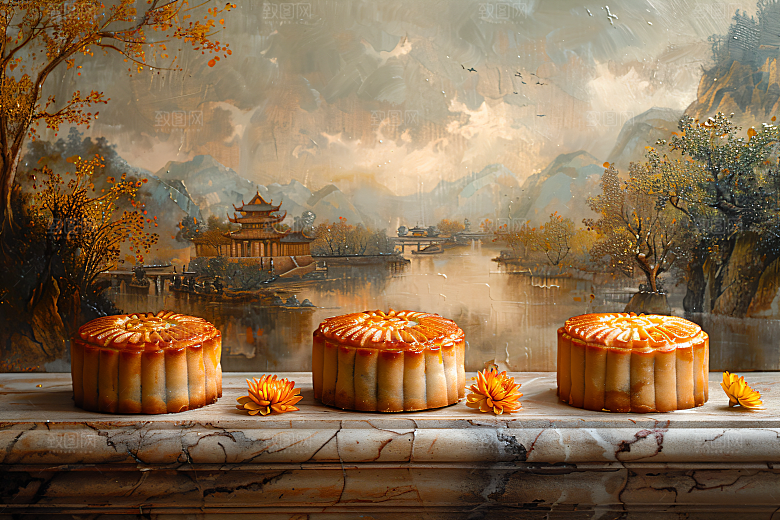 中秋月饼文化美味摄影图