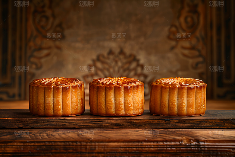 中秋月饼糕点传统美食摄影图