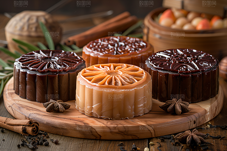 中秋月饼糕点习俗摄影图