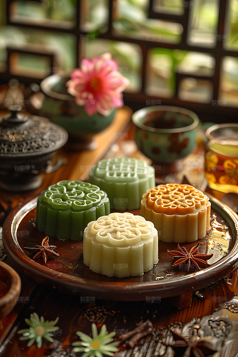 中秋月饼文化美味摄影图