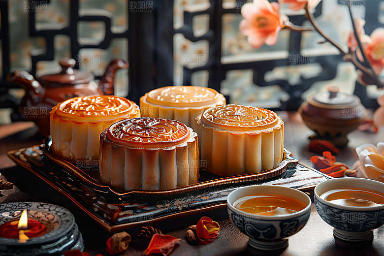 中秋月饼莲蓉月饼广式月饼摄影图