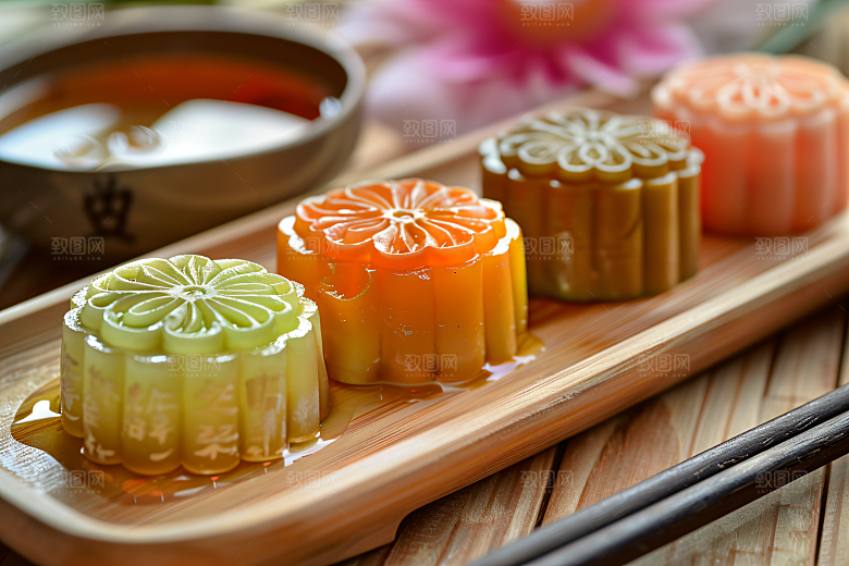 中秋月饼传统节日美味摄影图