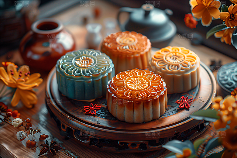中秋月饼莲蓉月饼传统节日摄影图