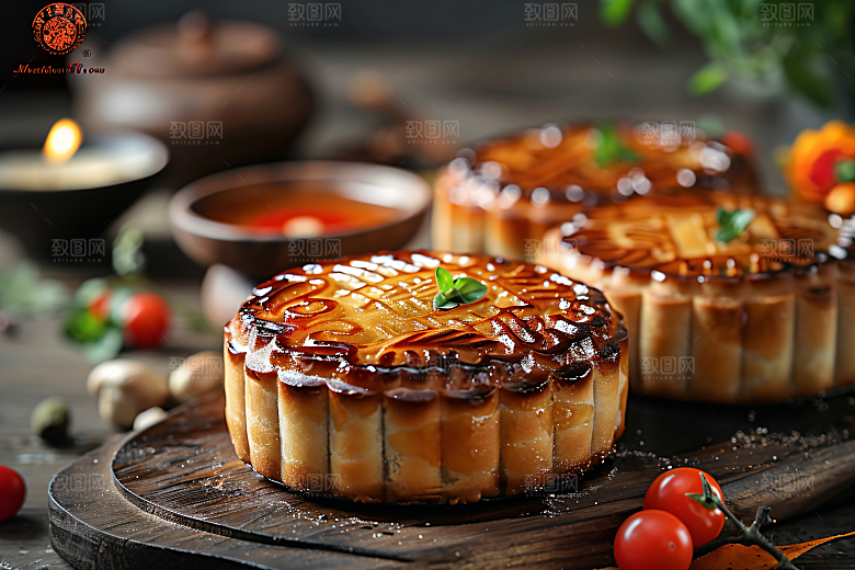 中秋月饼中秋节莲蓉月饼摄影图