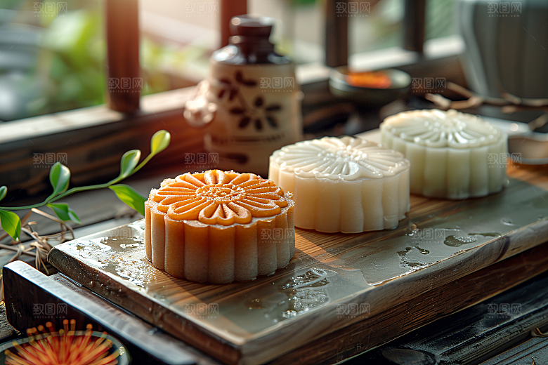 中秋月饼美食美味摄影图