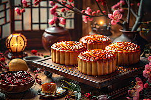 中秋月饼习俗广式月饼摄影图