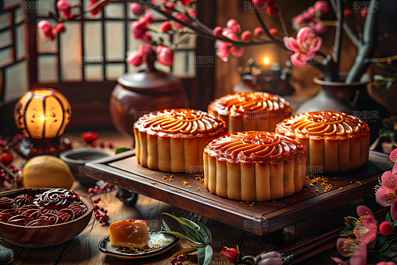 中秋月饼习俗广式月饼摄影图