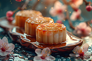 中秋月饼美食高清摄影图