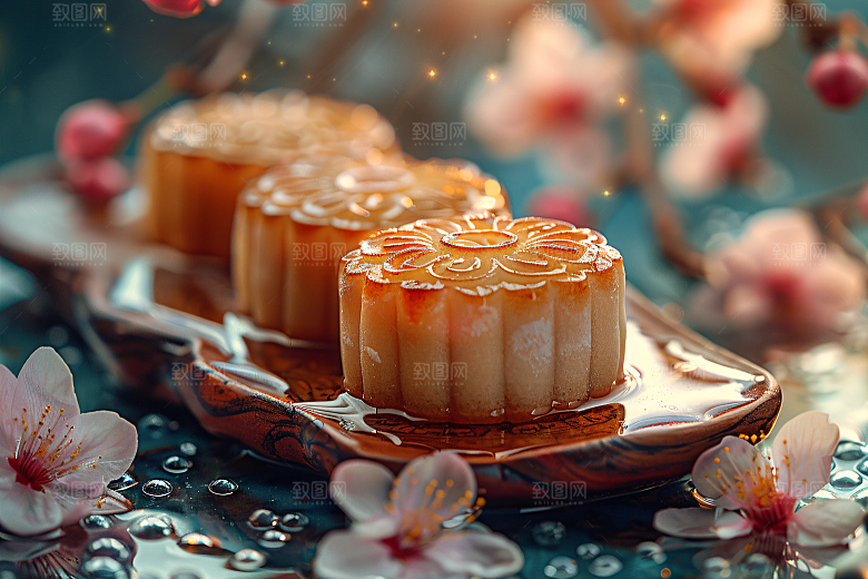 中秋月饼美食高清摄影图