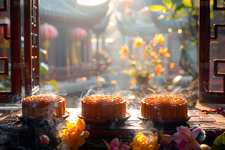 中秋月饼中秋节传统节日摄影图