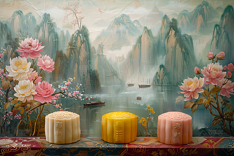 中秋月饼中秋节高清摄影图