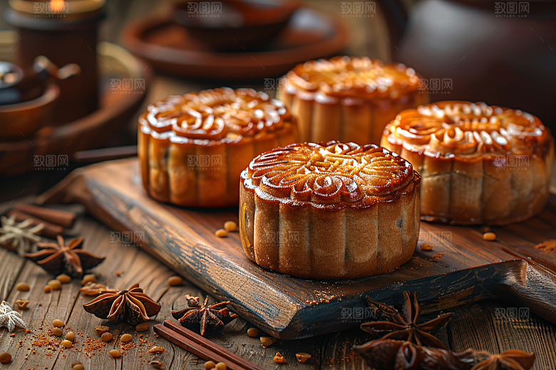 中秋月饼美食广式月饼摄影图