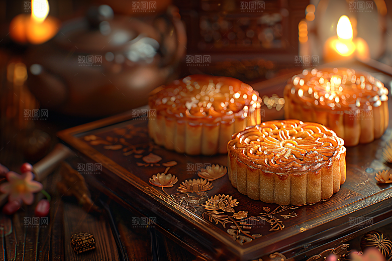 中秋月饼广式月饼传统美食摄影图