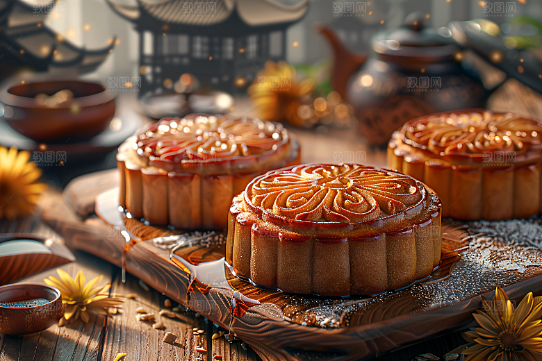 中秋月饼中秋节广式月饼摄影图