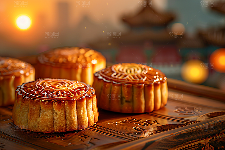 中秋月饼高清莲蓉月饼摄影图