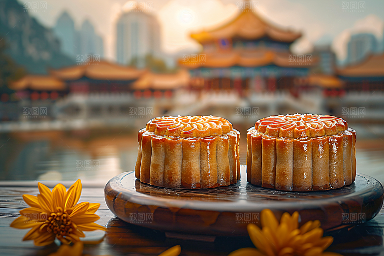 中秋月饼莲蓉月饼广式月饼摄影图