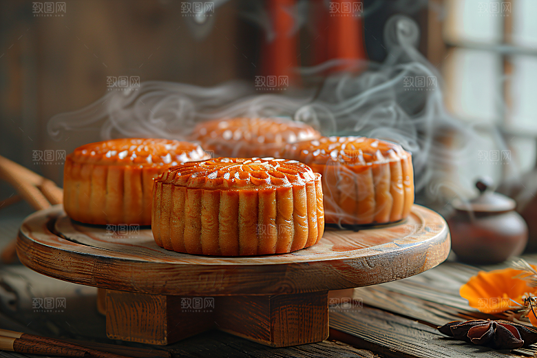 中秋月饼广式月饼习俗摄影图