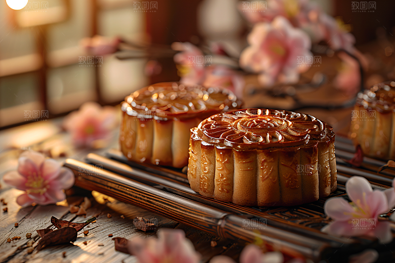 中秋月饼糕点莲蓉月饼摄影图