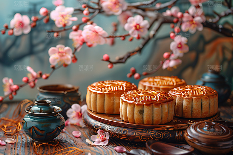 中秋月饼文化美味摄影图