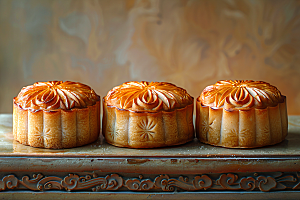 中秋月饼传统美食美味摄影图