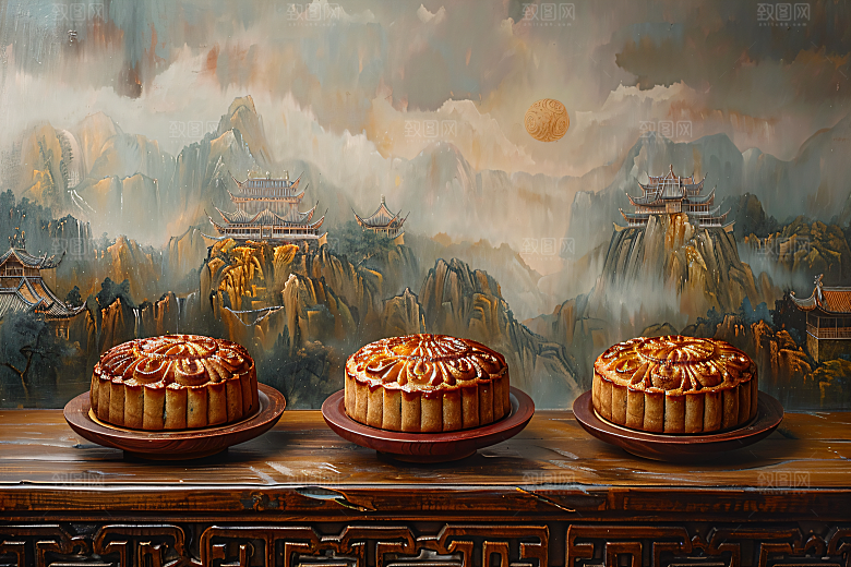 中秋月饼莲蓉月饼美味摄影图