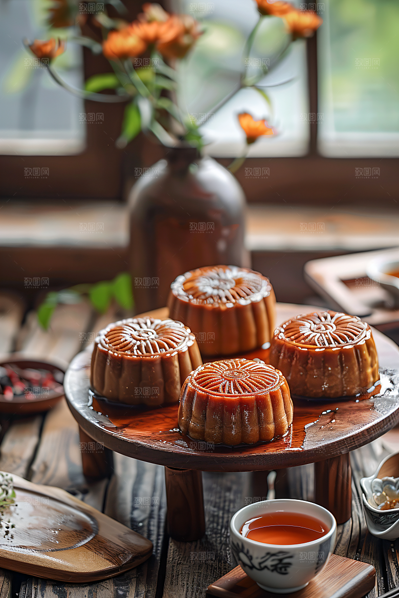 中秋月饼传统美食传统节日摄影图
