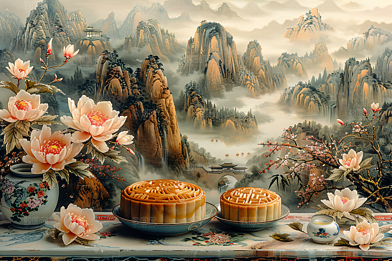 中秋月饼高清传统美食摄影图