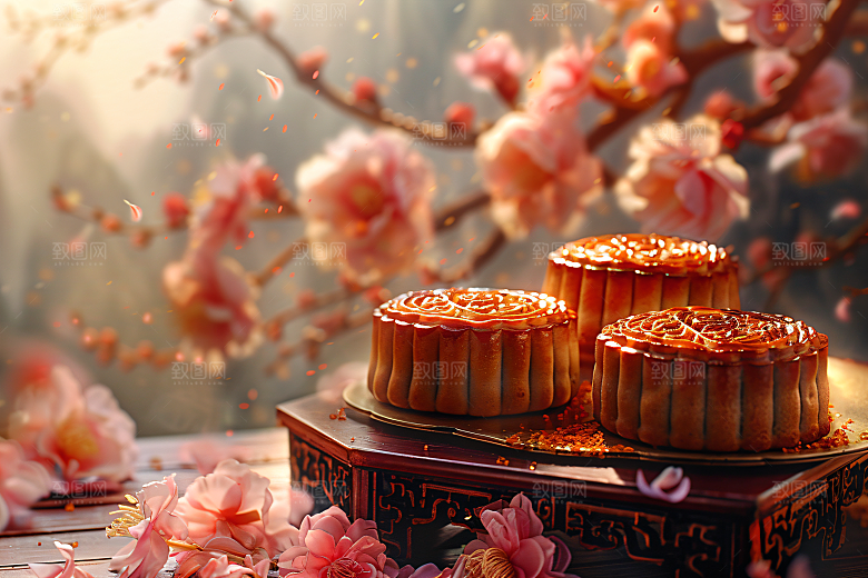 中秋月饼美味传统节日摄影图