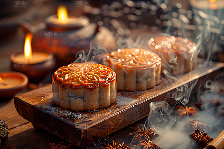 中秋月饼传统节日习俗摄影图