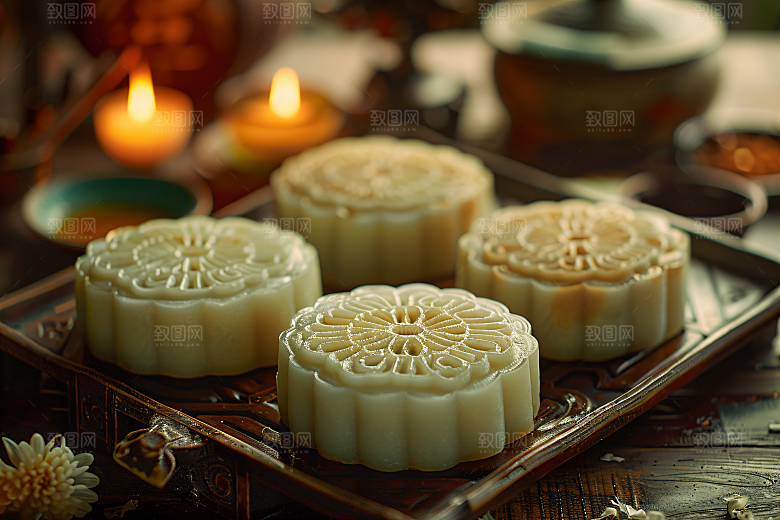 中秋月饼高清广式月饼摄影图