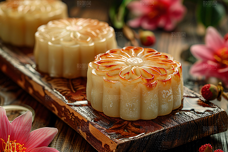 中秋月饼美味传统节日摄影图