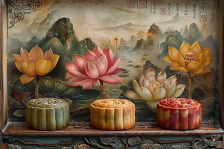 中秋月饼文化传统节日摄影图