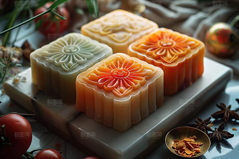 中秋月饼美食莲蓉月饼摄影图