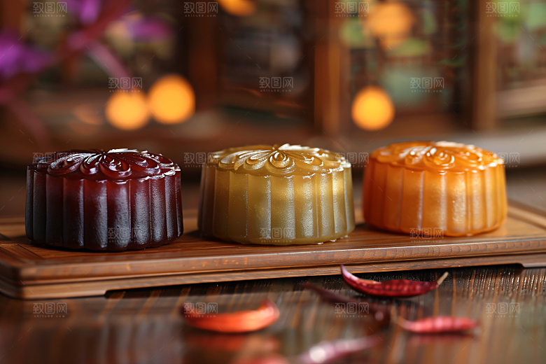 中秋月饼莲蓉月饼糕点摄影图