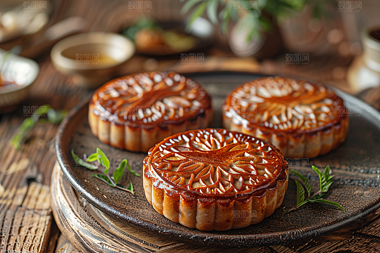 中秋月饼传统美食广式月饼摄影图