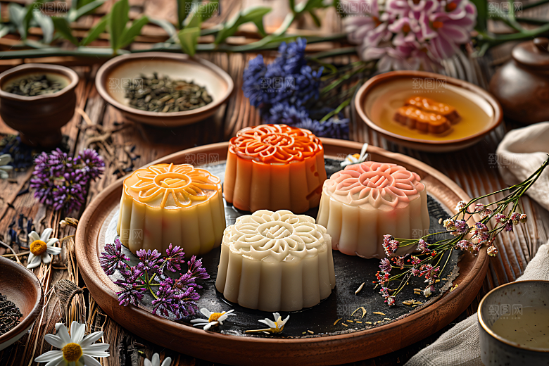 中秋月饼中秋节文化摄影图