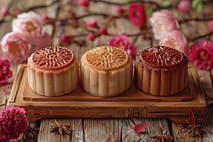 中秋月饼莲蓉月饼习俗摄影图
