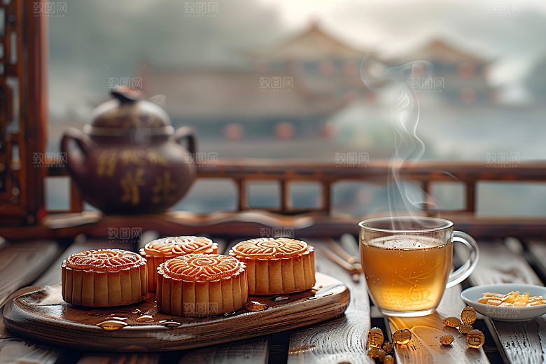 中秋月饼传统节日文化摄影图